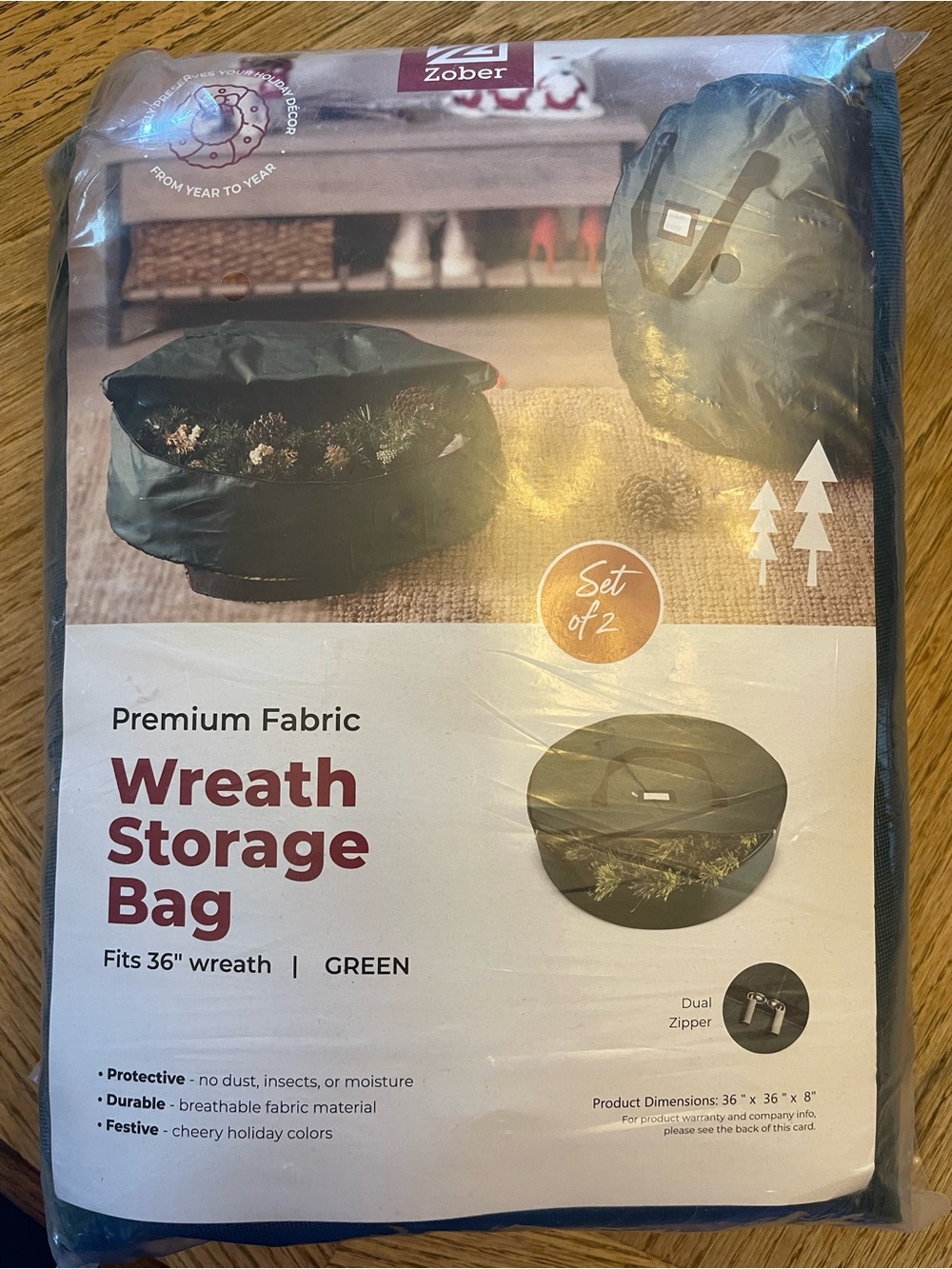 Green Wreath Storage Bag - Set of 2